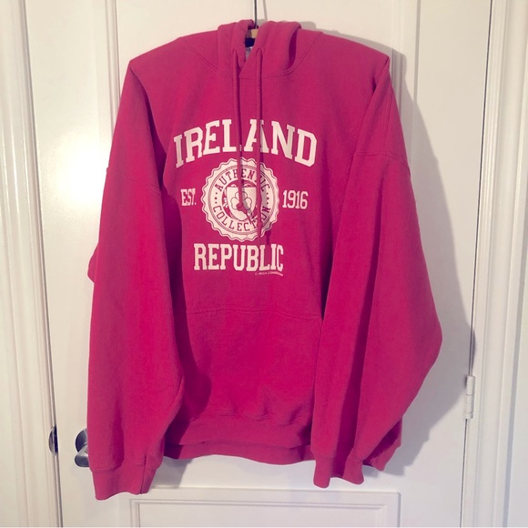 Gildan Tops - Republic of Ireland Hooded Sweatshirt, Pink, Size 2XL